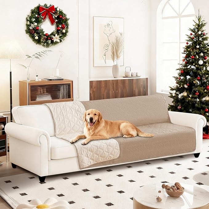 Waterproof Dog Bed Cover, Non-Slip Dog Blanket for Couch, Couch Covers for Dogs Washable, Pet Blanket for Furniture, Pet Bed Mat for Sofa, Car, Pet Supplies (68x82 Inch, Khaki) by CYCMACOHOME