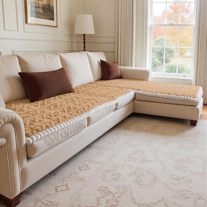 Couch Cover for Dogs, Washable Non Slip Sofa Covers for 2 Cushion Couch Pet Friendly Fuzzy Sofa Protector&Bed Mat for Pets (27.6"x59.06" Light Brown) - Image 8