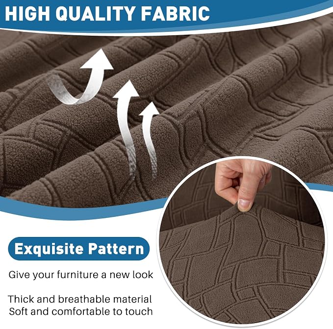 MAXIJIN Waterproof Sectional Couch Cover 3 Pieces Stretch Couch Cushion Covers for Sectional Sofa L Shape Seat Slipcovers with Elastic Bottom for Dogs Pets (2 Seater + 1 Chaise, Coffee) - Image 5