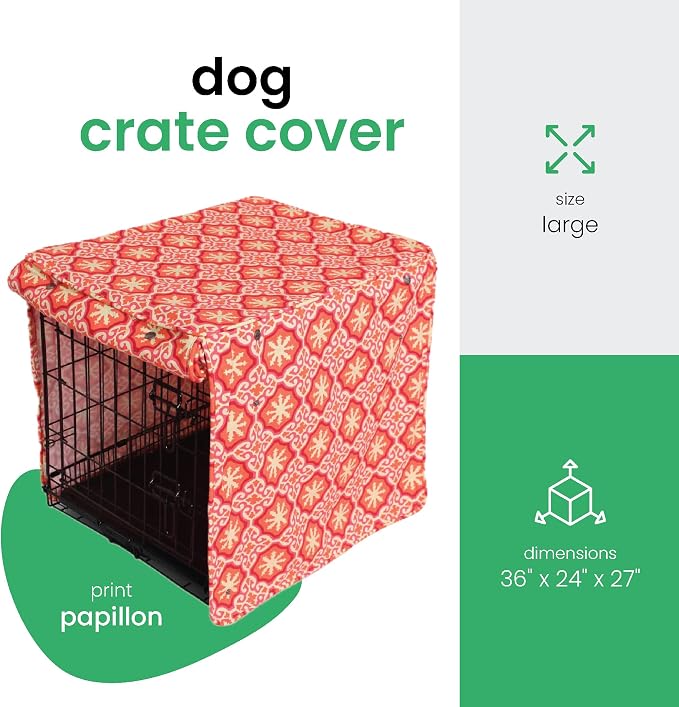 Molly Mutt Papillon Dog Crate Cover, 100% Cotton Canvas Cover with 2 Roll-Up Panels, Ideal for Dog or Cat Crate, Durable, Washable, and Free of Harmful Chemicals, 36" x 24" x 27" - Image 2
