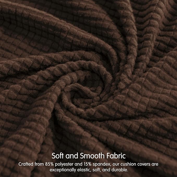 CHUN YI 2 Piece Couch Cushion Covers for Sofa Seat Slipcovers Suitable with Spandex Jacquard Washable Fabric (2 Piece Sofa Cushion Covers, Chocolate) - Image 5