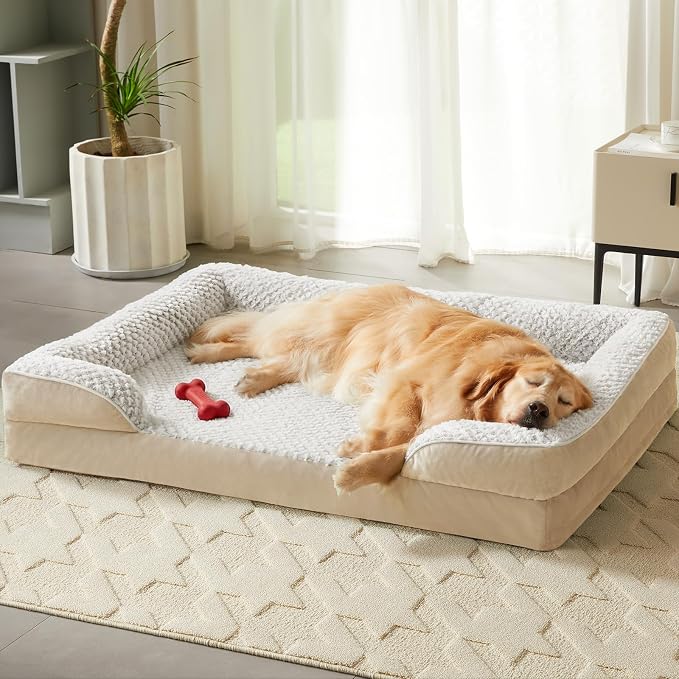 LEXTRO Orthopedic Dog Bed for Medium Dogs, Comfy Sleeping Dog Sofa Bed | 28x23 Inch Medium Dog Bed with Sides, Non-Slip Bottom and Egg-Crate Foam Dog Couch Bed with Washable Removable Cover by LEXTRO