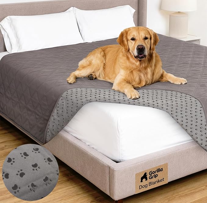 GORILLA GRIP® Waterproof Dog Blanket, 102x82, Leakproof Couch Cover for Dogs, Silicone Grip Backing, Protects Sofa, Sectional, Bed, Crate, Car & RV, Tear-Resistant Washable Pet Blanket, Charcoal by Unknown