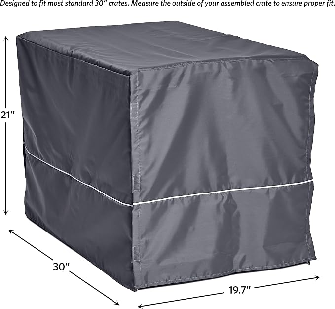 New World Midwest Homes for Pets Medium Dog Crate Cover, Polyester Privacy Kennel Cover Fits Most 30-inch Crates, Light Gray, Machine Washable, Reduces Barking & Chewing - Image 6
