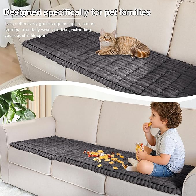 U-NICE HOME Fuzzy Loveseat Cover, Dark Grey, 27.6''x47'' | Non-Slip, Washable, Couch cover for dog, Pet friendly, Furniture Protector - Image 5
