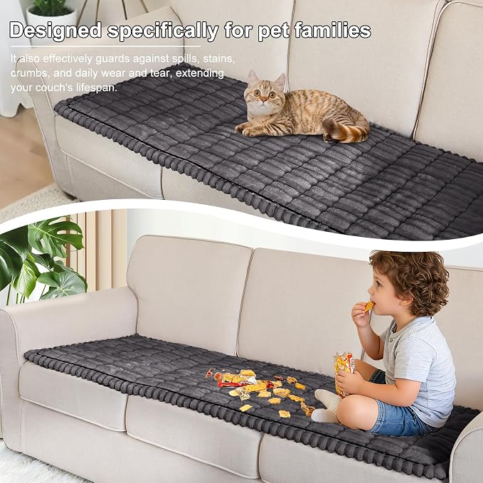 U-NICE HOME Fuzzy Chair Cover Arm Covers, Dark Grey, 27.6''x27.6'' | Non-Slip, Washable, Couch cover for dog, Pet friendly, Furniture Protector - Image 5