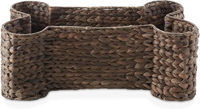 Casafield Dog Bone Shaped Storage Basket - Espresso, Large Woven Water Hyacinth Pet Toy Organizer Bin - Image 4