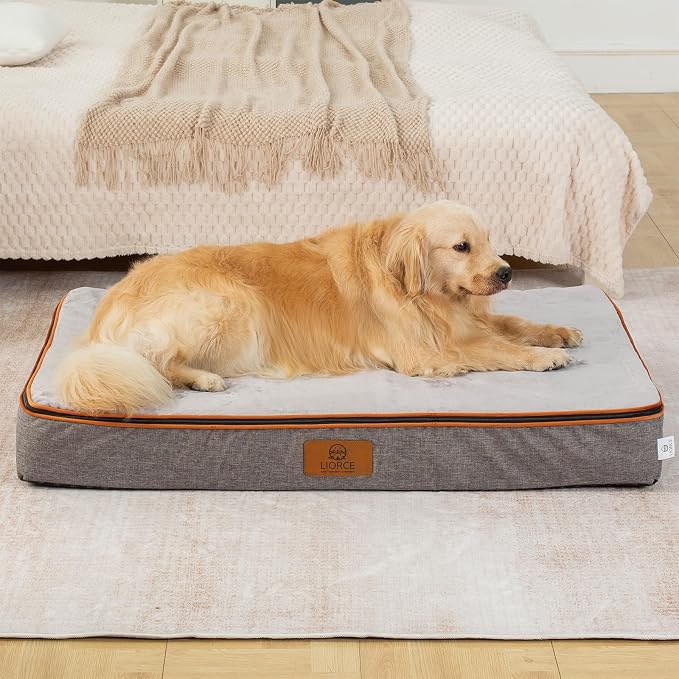 LIORCE Orthopedic Memory Foam XXL Dog Bed - 6" Thick Beds for Extra Large Sized Dog - Waterproof Removable Washable Cover & Wrap-Around Zipper - Ultimate Comfort & Easy Maintenance, Light Grey - Image 6