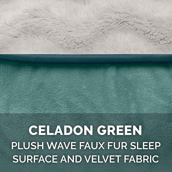 Furhaven Orthopedic Dog Bed for Medium/Small Dogs w/ Removable Bolsters & Washable Cover, For Dogs Up to 35 lbs - Plush & Velvet Waves Perfect Comfort Sofa - Celadon Green, Medium - Image 7