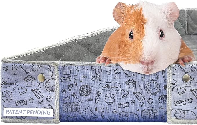 Paw Inspired Critter Box Cage Liner, Raised Sides, Midwest Size | Washable Fleece Bedding for Guinea Pigs Rabbits, Hamsters, Small Animals, Edge Protected Pee Pads by HOME