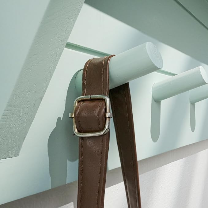 WEBI Coat Rack Wall Mount with Shelf,36" Long Entryway Wall Shelf with Hooks Underneath,9 Peg Hooks for Hanging Coats,Caps,Jacket,Clothes,Light Green - Image 8
