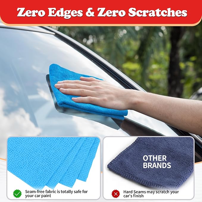 FIXSMITH Shop Towels, Microfiber Cleaning Cloth Bulk, 24 Pack Microfiber Towels for Cars, All-Purpose Absorbent Cleaning Rags, Dust Cloth for Automotive, Mechanic, Garage, Bar, 11.5 x 11.5 inch - Image 4