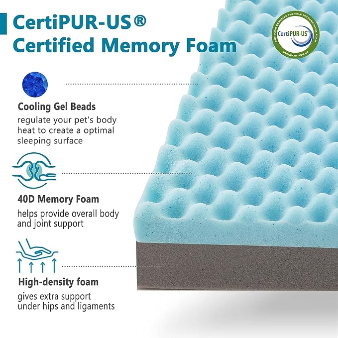 WATANIYA PET Cooling Dog Bed - Memory Foam Washable with Waterproof Liner and Cooling Gel Mattress, Fits up to 70 lbs Pets - Image 5