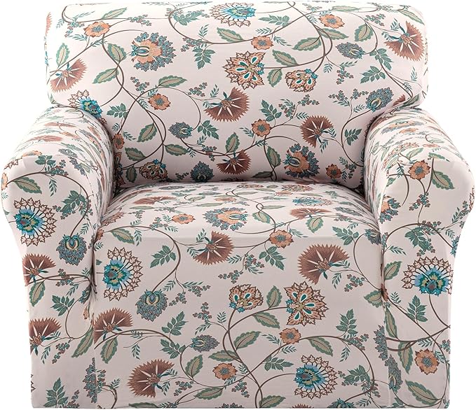 H.VERSAILTEX Printed Chair Slipcovers with Arms Floral Pattern Armchair Covers Stretch Living Room Chair Covers Slipcover Couch Cover for Dogs Washable(Cottage Charm,Chair) by HVERSAILTEX