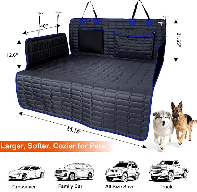 Reliadura SUV Cargo Liner for Dogs, Waterproof Pet Trunk Cover with Bumper Flap Protector, Non-Slip Scratchproof, Non-Slip Dog Seat Mat for SUVs, Large Size Cargo Liner Universal Fit Blue - Image 4