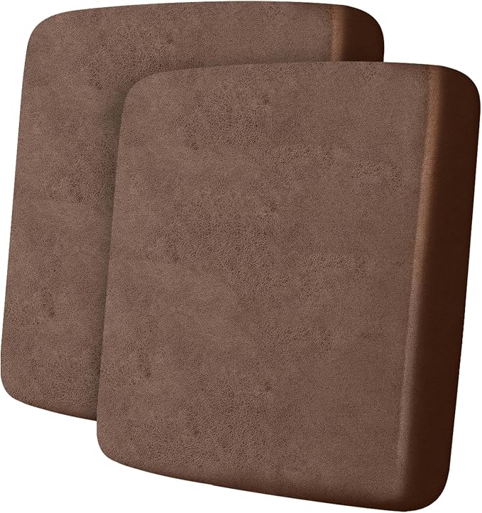 ANARACHON Leather Look Couch Cushion Covers Sofa Seat Slipcovers Sets Couches Furniture Protector for Sectional Armchair Loveseat Pets Kids Stretch Spandex Fabric (2 Cushion Sofa, Brown) by ANARACHON