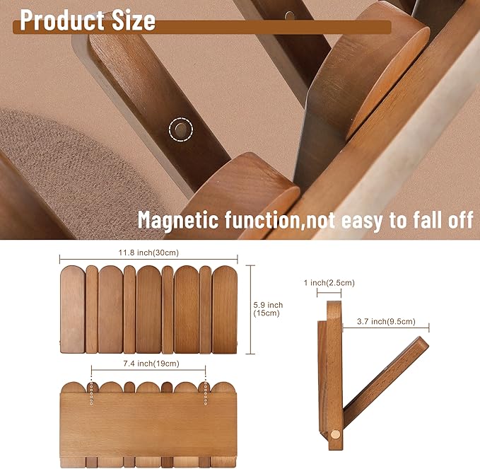 Wall Coat Rack for Entryway: Folding Wood 4 Hooks for Small Space | Modern Heavy Duty Wall Mounted for Mid Century Home Decor Bathroom Hallway Bedroom for Hanging Towel Jacket Backpack Bag - Image 2