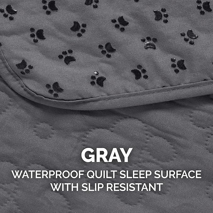 Furhaven Waterproof & Non-Slip Sofa/Couch Cover Protector for Dogs, Cats, & Children - Quilted Paw Print Living Room Furniture Cover - Gray, Sofa - Image 7