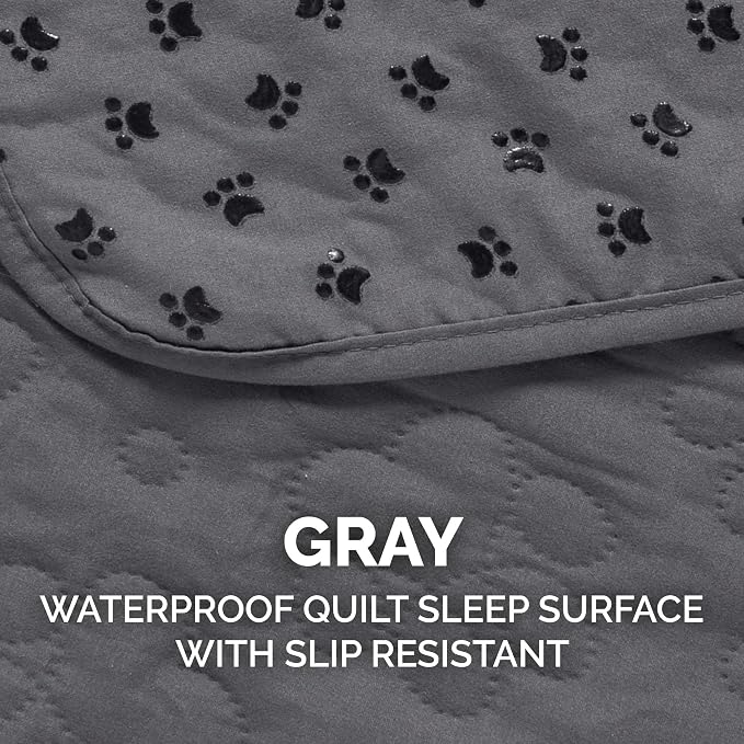 Furhaven Waterproof & Non-Slip Loveseat Cover Protector for Dogs, Cats, & Children - Quilted Paw Print Living Room Furniture Cover - Gray, Loveseat - Image 7