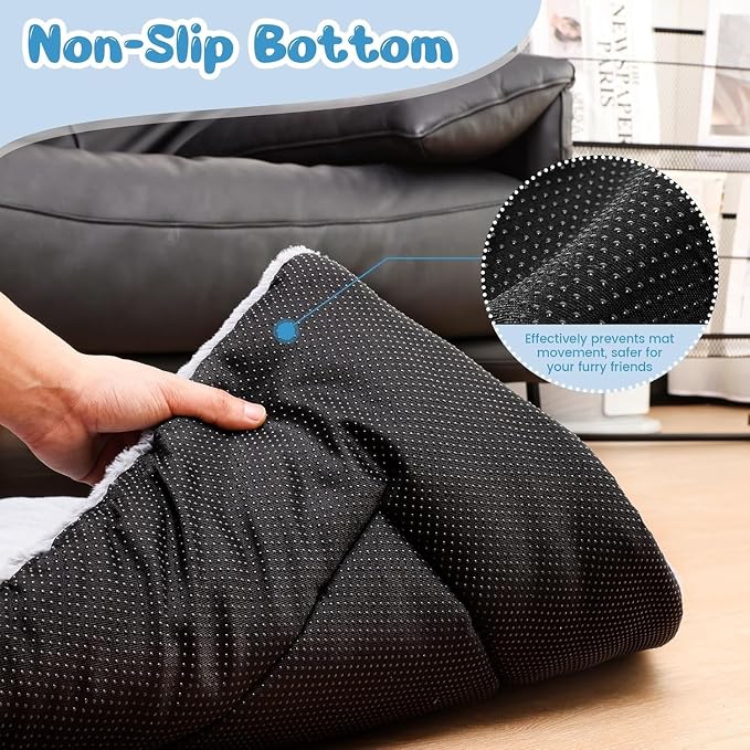 Dog Crate Pad Washable, Plush 36 x 23 Inch Anti-Slip Kennel Mat for Medium to Large Dogs up to 70 lbs, Fits Wire or Metal Crates, Travel, Home, Training Use, Dark Grey - Image 3