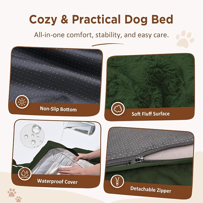 Comfort Expression Orthopedic Dog Bed for Medium Size Dog with Bolster | Waterproof Dog Couch Bed with Washable Cover & Non-Slip Bottom, Supportive Egg Crate Foam Medium Pet Bed, 30x20 Inch - Image 4