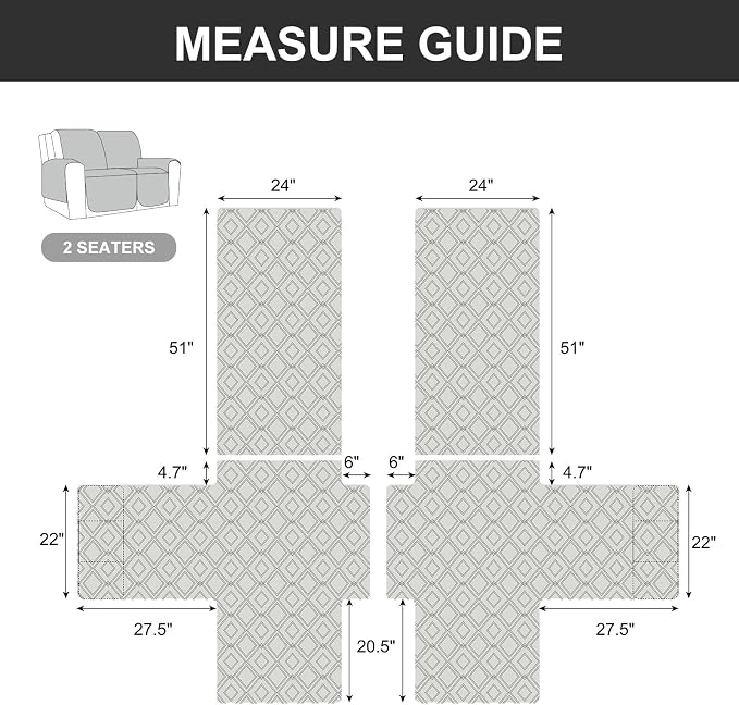 Genina Waterproof Loveseat Recliner Cover Non-Slip, Sofa Cover for Reclining Couch 2 Seat, Washable Couch Cover Loveseat Furniture Protector Cover for Pets Dogs Kids (Chocolate, Recliner Loveseat) - Image 3