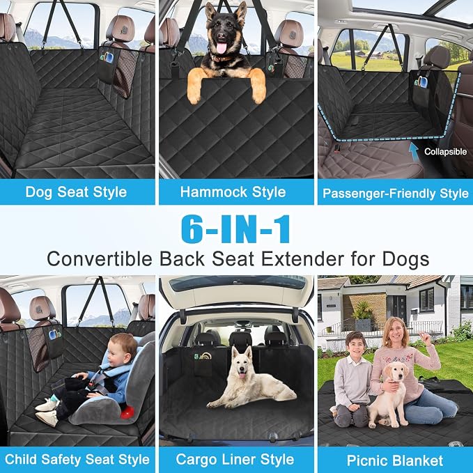 Kytely Back Seat Extender for Dogs,Hard Bottom Dog Car Seat Cover for Back Seat Support 400lb, Waterproof Dog Car Hammock Travel Bed for Car SUV Truck - Image 7