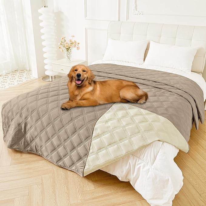 Smiry Waterproof Dog Bed Cover, Reversible Pet Blanket for Sofa Couch | Soft Washable Dog Blanket, Leakproof Couch Cover for Dogs Cats & Furniture Protection, 82x120, Taupe/Beige by Smiry