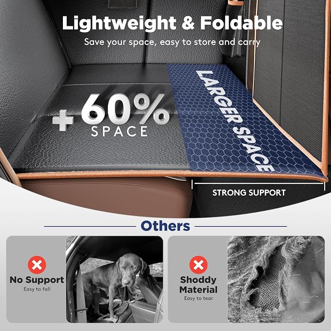 FURTIME XL Back Seat Extender for Dogs, Hard Bottom Seat Cover for Truck | Upgraded PU Leather Waterproof Anti-Scratch, 400LBS Supports, Large Space Dog Car Seat Cover for Full Size Truck SUV - Image 6