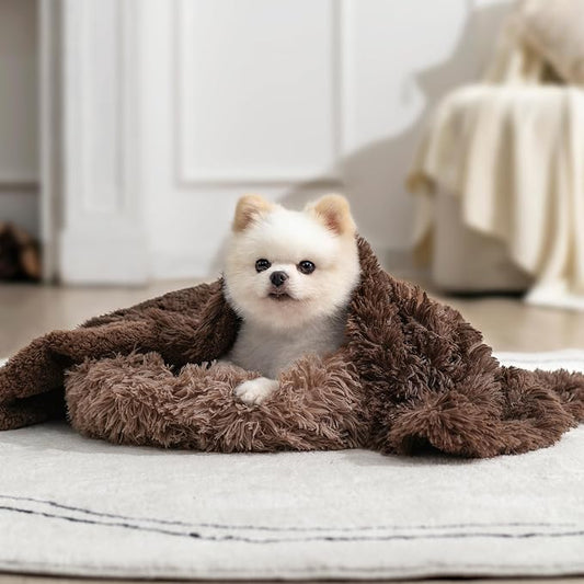 gogobunny Waterproof Dog Blanket for Couch & Furniture Protection - Super Soft Reversible Throw for Large Dogs & Cats, Calming Washable Fur & Sherpa Pet Blanket (25x35 Inch, Chocolate) by gogobunny