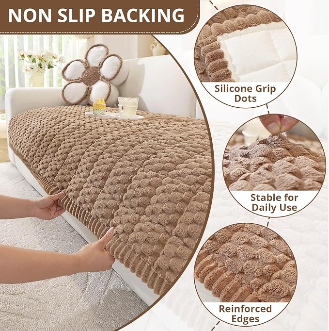 OstepDecor Couch Cover for Dogs, Washable Non Slip Sofa Cover for Pets, Soft Couch Covers for Sofa, Loveseat and Sectional, Furniture Protector Against Pet Hair & Scratches (35.4" x 70.9", Brown) - Image 5
