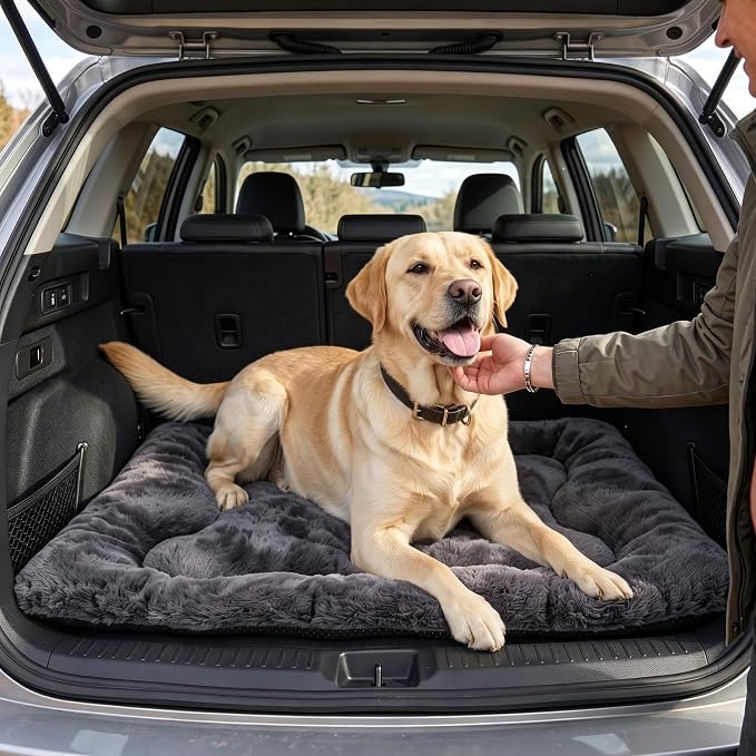 Dog Bed 42" for Metal Crate Pad,Washable Sleeping Mat for Medium/Large Pets | Soft faux rabbit fur, non-slip,machine wash/dry, plush cushioning, for crates, floors & travel, multiple sizes for all breeds - Image 9