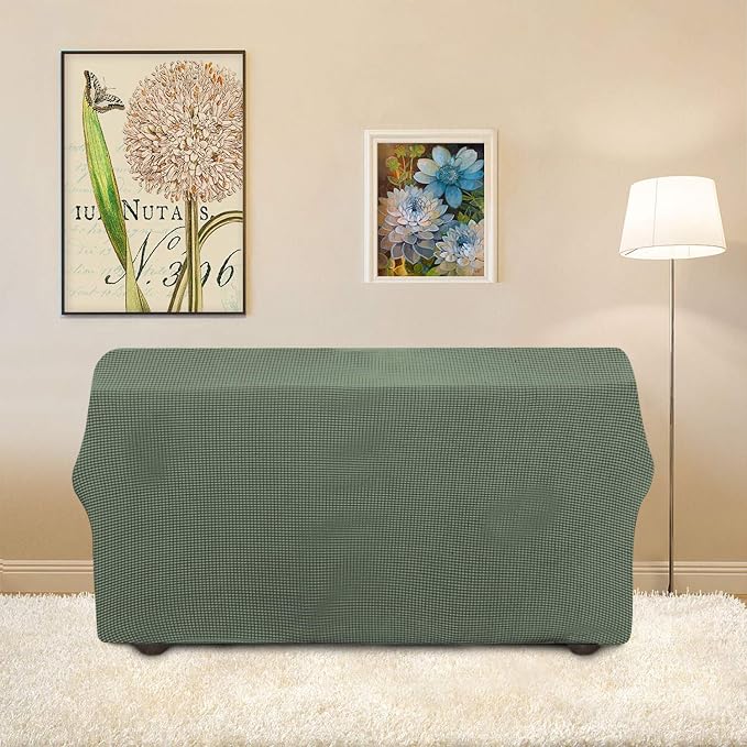 Easy-Going Stretch Loveseat Couch Covers Washable Greyish Green | 1-Piece Loveseat Covers for 2 Cushion Couch Furniture Protector RV Sofa Slipcover Soft with Bottom for Kids Pets - Image 4