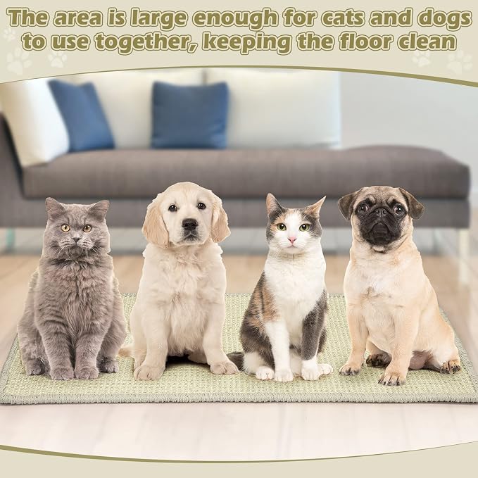 Riakrum 2 Pack Large Cat Scratch Pad Sisal Mat 32 x 16 Inches,Beige - Image 5