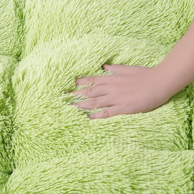 EHEYCIGA Fluffy Dog Crate Bed, Plush XX Large Dog Pillow, Green | Xlarge Calming Anti Anxiety Plush Faux Fur Mat for Large size dogs, Washable Soft Warm Dog Pad with Non-Slip Bottom - Image 8