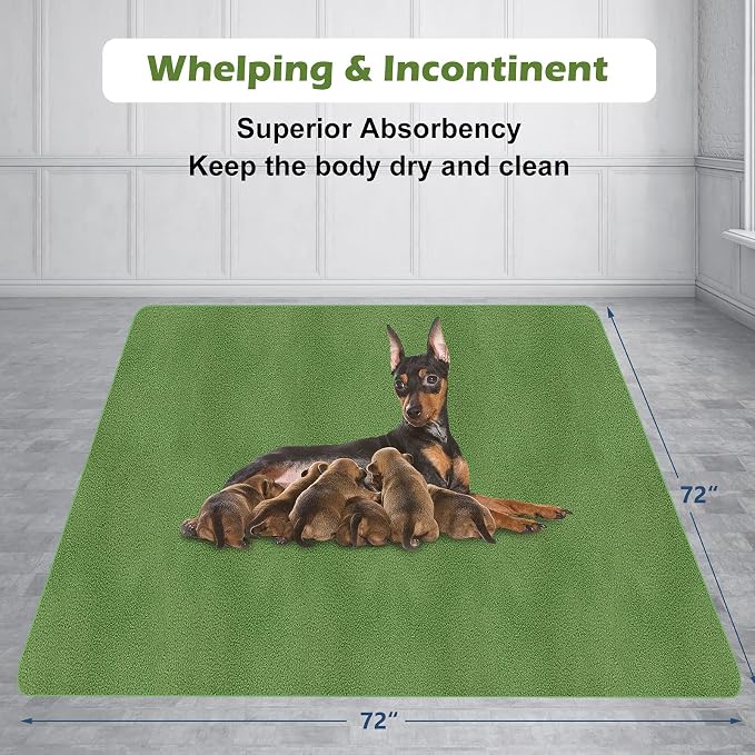 INVENHO Washable Pee Pads for Dogs 72"x72" Reusable Dog Pads Extra Large Upgrade Non-Slip Dog Pee Pads Heavy Absorbency Puppy Pee Pads Quick Dry Whelping Pads/Waterproof Puppy Training Pad - Image 7