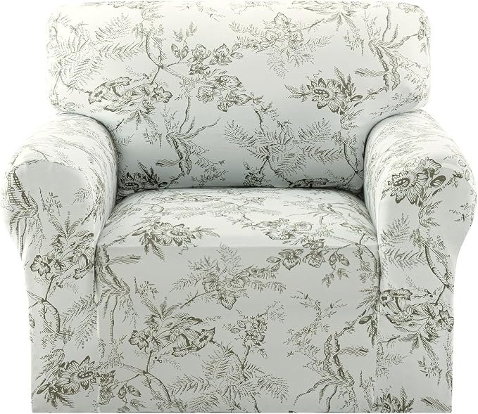 H.VERSAILTEX Printed Chair Slip Cover Floral Pattern Sofa Cover Soft Skin-Friendly Fabric High Stretch Couch Covers Pet Couch Covers for Sofa(Garden Bliss-Sage,Chair) by HVERSAILTEX