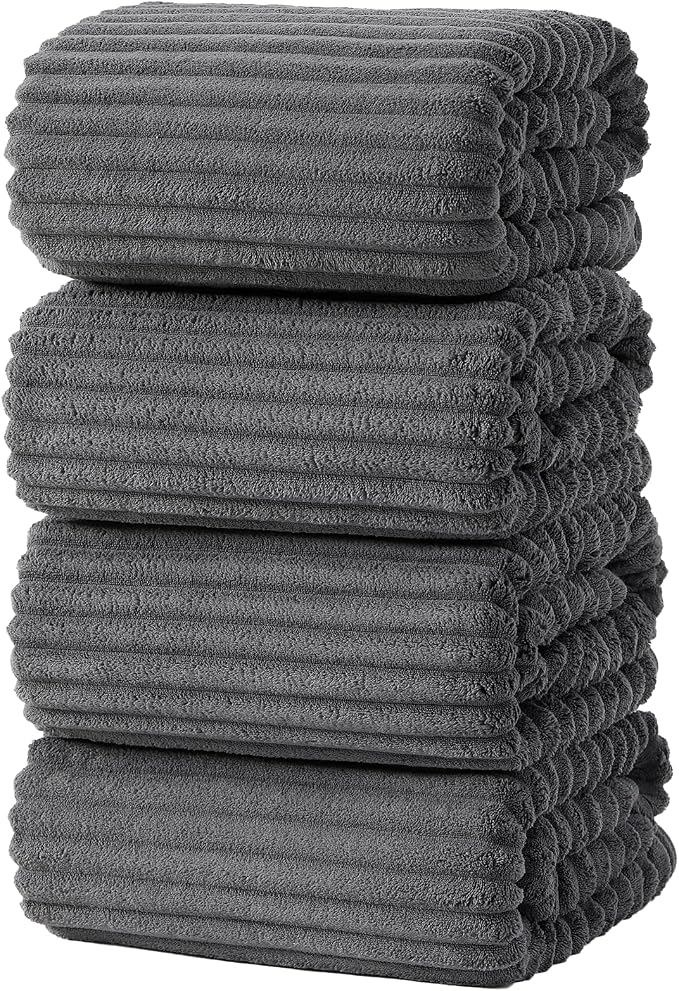4 Piece Bath Towels, 30"x60" Microfiber Towels Set, Charcoal Gray | Large Bathroom Towels, Soft Touch, Highly Absorbent, Quick Dry, Lint Free, Long-Lasting, Family Use, Guest Bath & Daily Use by NALIVO