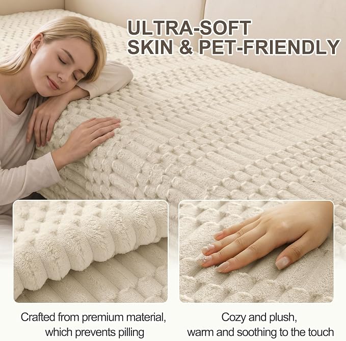 Smiry Waterproof Couch Covers for Dogs Washable, Non Slip Pet Sofa Cover | Plush Scratch Resistant Flannel Furniture Protector for Dogs, Apricot, 27.6" x 27.6", 2 Pack - Image 5