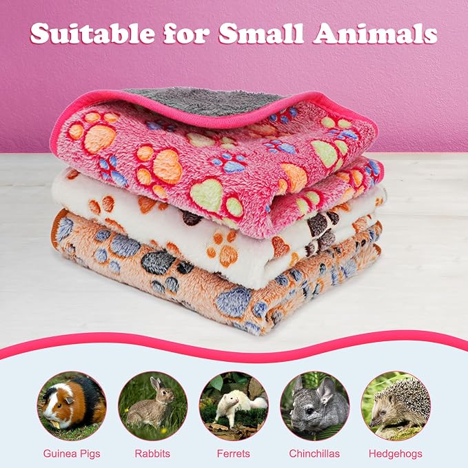 YUEPET Waterproof Guinea Pig Blankets Washable 3 Pack Small Animal Fleece Cage Liners Pet Soft Sleep Mat Pad Cover Warm Flannel Throw for Hamster Guinea Pig Rabbit Chinchilla Hedgehog Ferret 48"×24" - Image 7