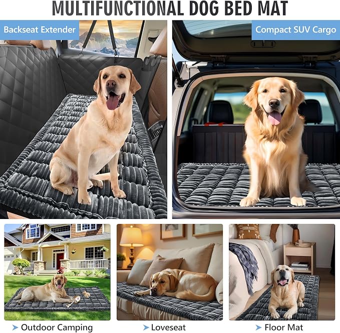Dog Bed for Car Back Seat, Non-Slip Backseat Pet Mat Standard, 51''X23.5'' | Soft Blanket for Travel, Plaid Flannel, Quilted PP Cotton Filling, Non-Slip Backing, Machine Washable, Fit Backseat Extenders - Image 7