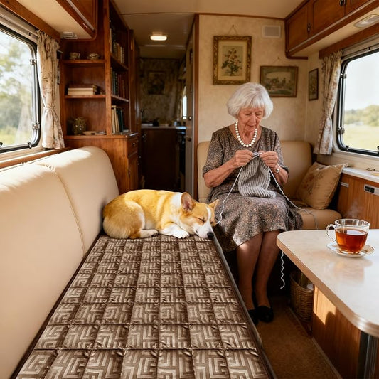 Paw Cart Couch Cover Caravan Quilted Sofa Topper Greek Key Pattern Washable Non Slip Soft Pet Protector for Any Type of Couch (Pumpkin,W 59“ x D 28” 1 Piece) by ZYXFYY