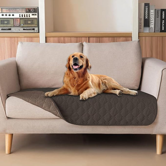 gogobunny 100% Double Sided Waterproof Dog Blanket Soft Pet Bed Cover Reversible Protect Furniture Couch Sofa Car for Puppy Large Dog Cat (Dark Coffee/Light Coffee, 32x53 Inch (Pack of 1)) by gogobunny