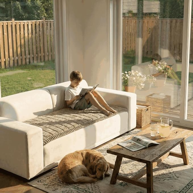 Fuzzy Pet Couch Cover for Sofa,Non Slip Sofa Cover Pet Friendly Couch Covers for Dogs Washable Protector for Pets Mat Dog Bed Mats (Khaki, 27.6"x82.5") - Image 2