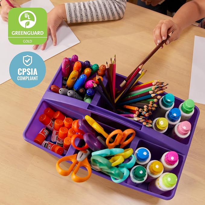 ECR4Kids 6-Compartment Large Plastic Caddy, Multipurpose Organization, Primary, 6-Pack - Image 6