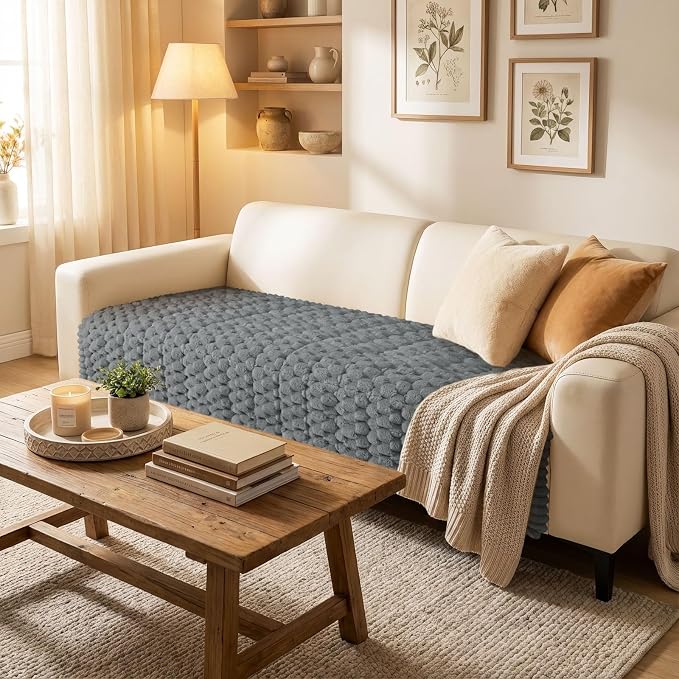 Smiry Non Slip Couch Covers for Dogs, Scratch Resistant Pet Sofa Protector | Machine Washable Soft Fuzzy Thick Furniture Cover for Sofa Loveseat Sectional Large Dogs, Grey, 43" x 82.7" - Image 2