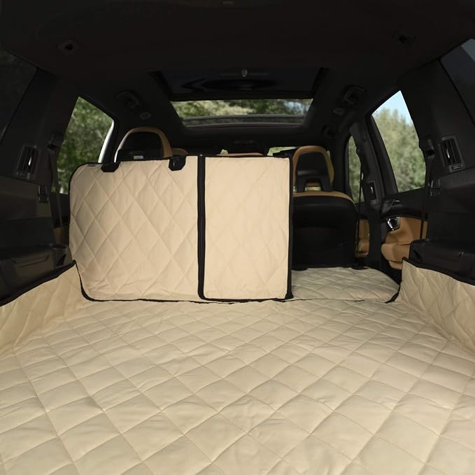 Plush Paws Products Convertible Cargo Liner | Diamond Stitching | Washable & Waterproof Dog Cargo Protection | Cover Car, Truck, & SUV | Nonslip, Tear Resistant Pet Cargo Cover | Regular Tan - Image 2