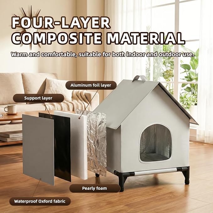 Large Cat House for Outside&Indoor,Easy to Put Together, Selfwarming Cat Shelter for Winter,Insulated and Weatherproof,Large Cave Bed for Garden(22 x 22 x 26 inch,XL,Normal) - Image 3