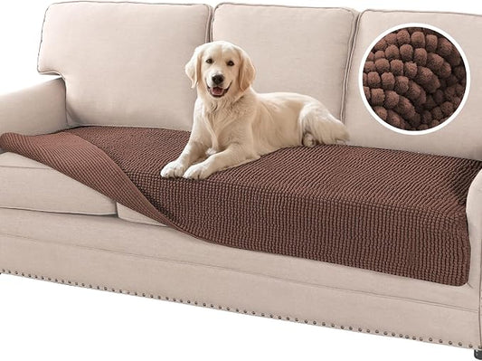 Flamingo P Chenille Dog Bed Cover Thick Couch Cover for Dogs Washable Pet Sofa Cover Protector Non-Slip Couch Covers for 3 Cushion Couch Furniture Protector Pet Friendly, 35" x 74" Caramel by FlamingoP
