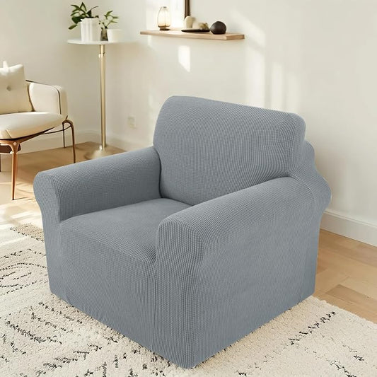 Stretch Recliner Chair Cover for Armchair, Small, Light Grey | Chair Covers For Living Room, Furniture Protector With Non Skid Foam, Elastic Bottom, Slipcovers For Kids, Dogs by LuxshareHome